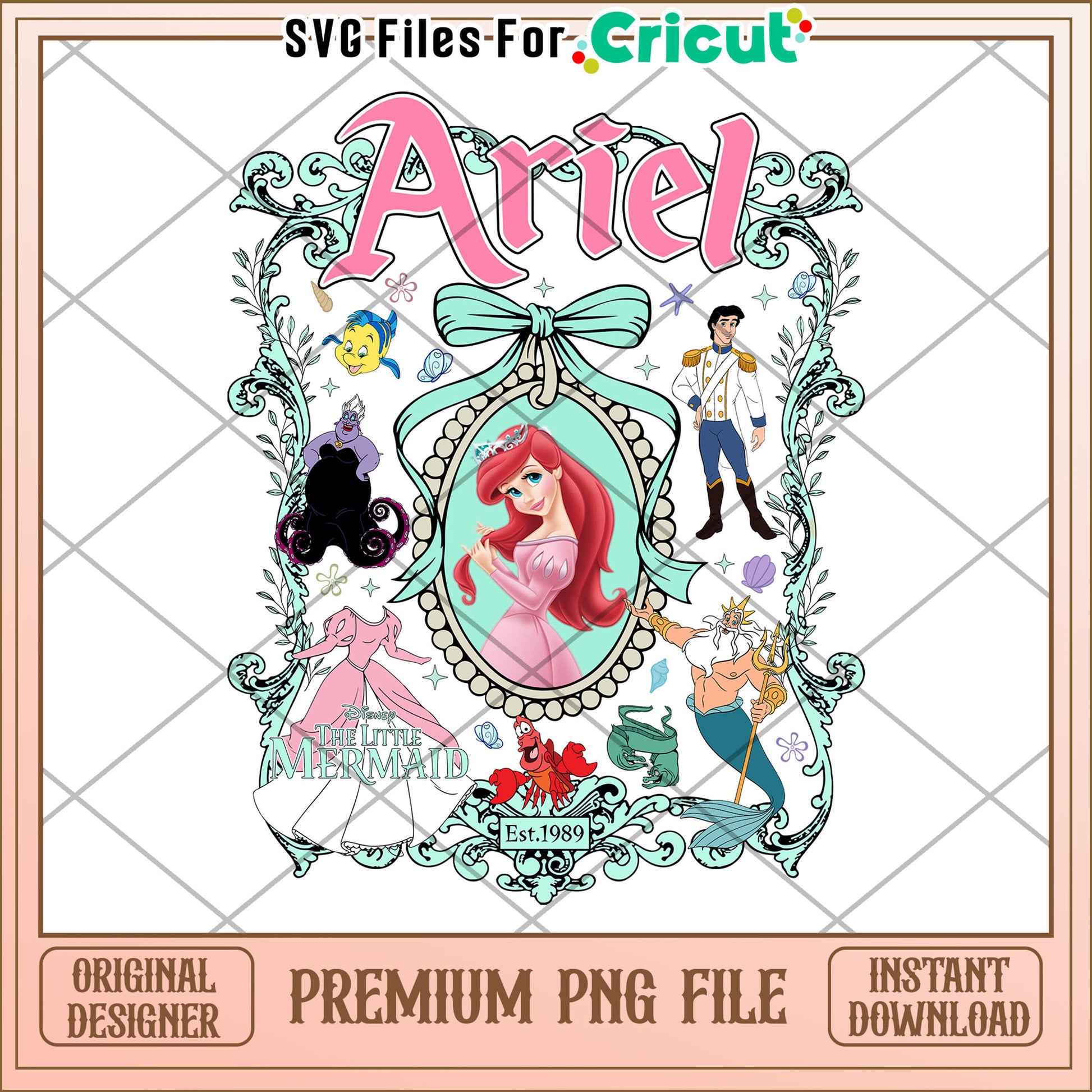 Ariel The Little Mermaid PNG File, Instant Download for Crafts