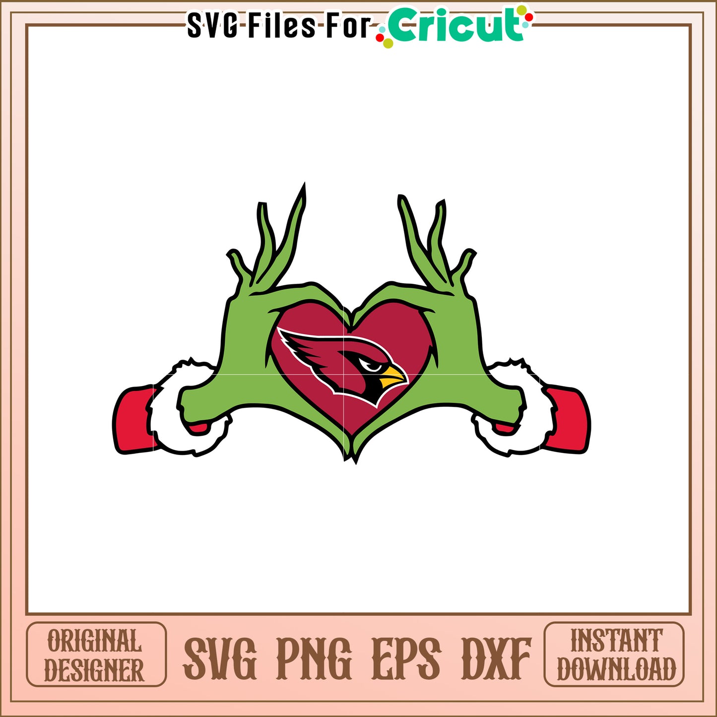Arizona Cardinals Grinch Heart SVG