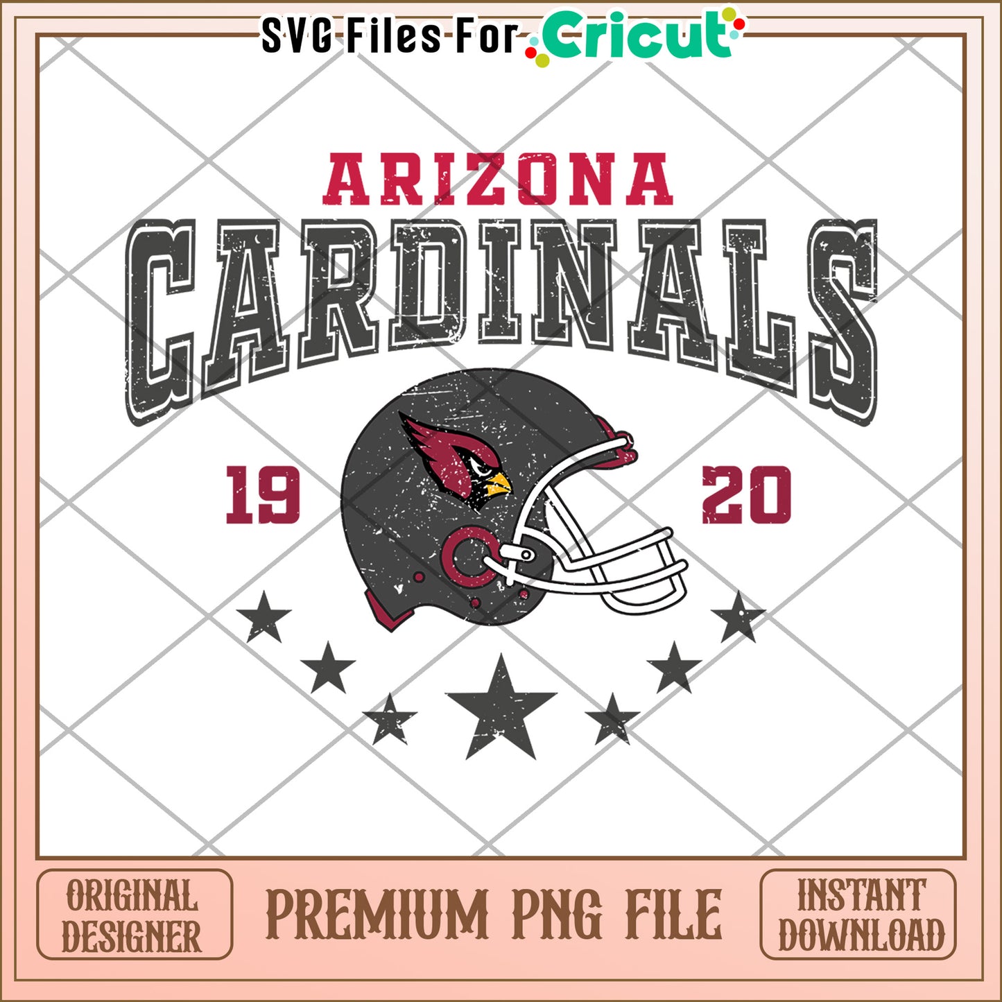 Arizona Cardinals Helmet Design PNG File, Instant Download Art