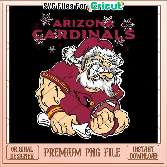 Arizona Cardinals Santa PNG File for Cricut, Digital Download Design