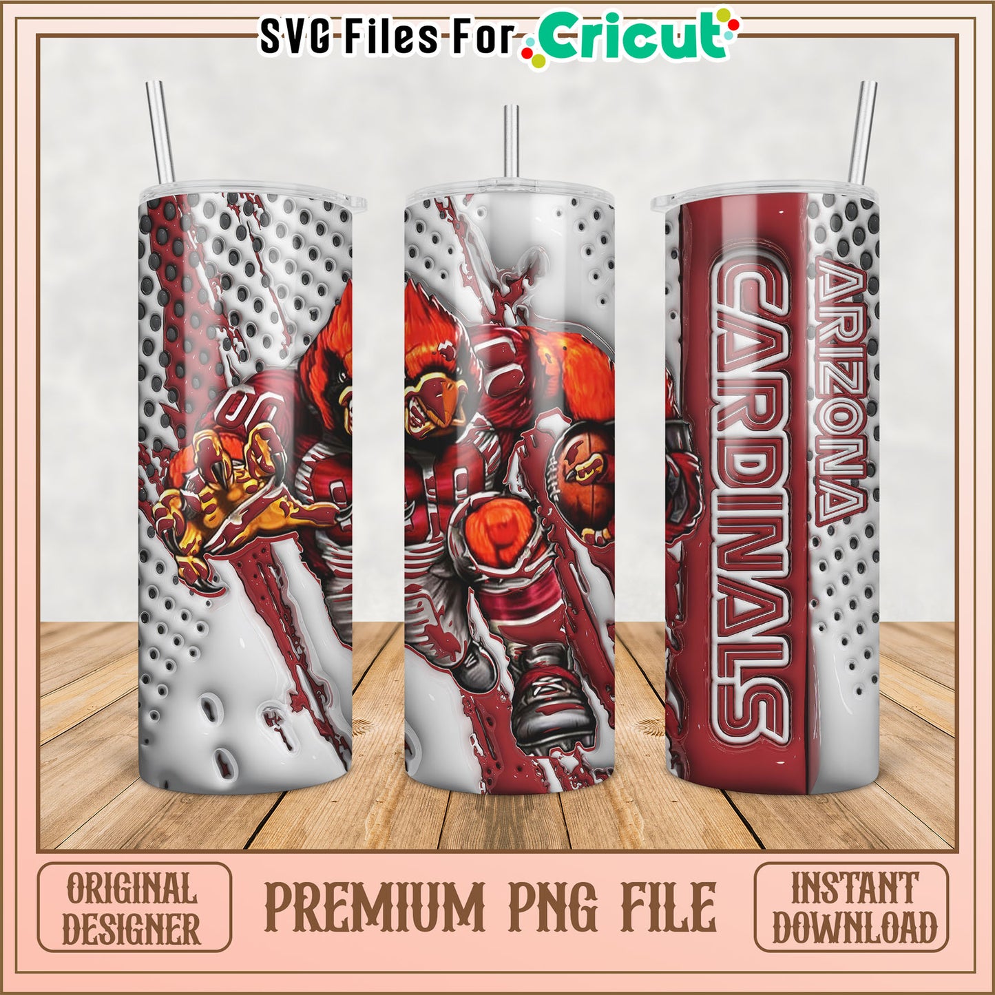 Arizona Cardinals Tumbler Design PNG for Cricut  Instant Download