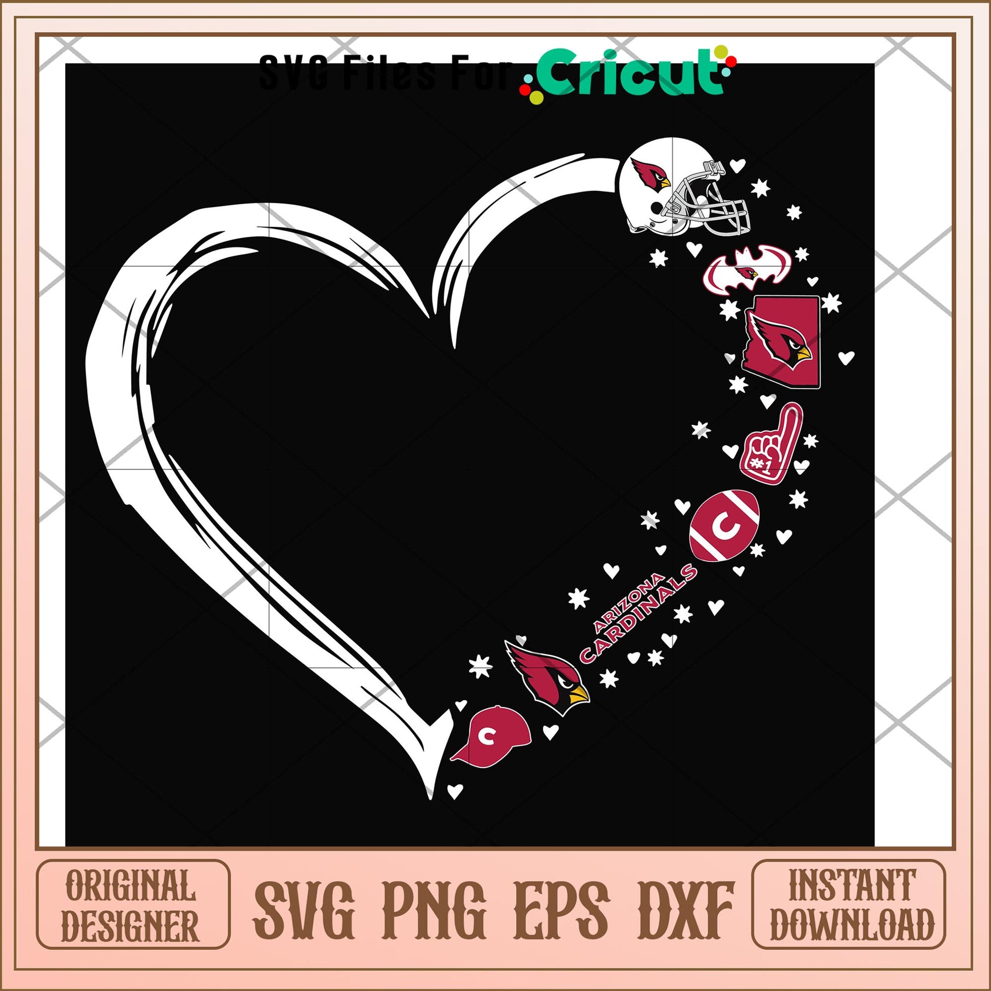 Arizona Cardinals heart shape svg, Arizona Cardinals svg, new nfl svg