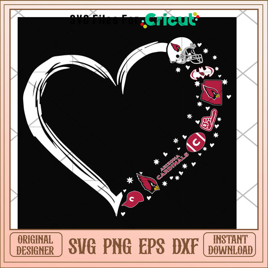 Arizona Cardinals heart shape svg, Arizona Cardinals svg, new nfl svg