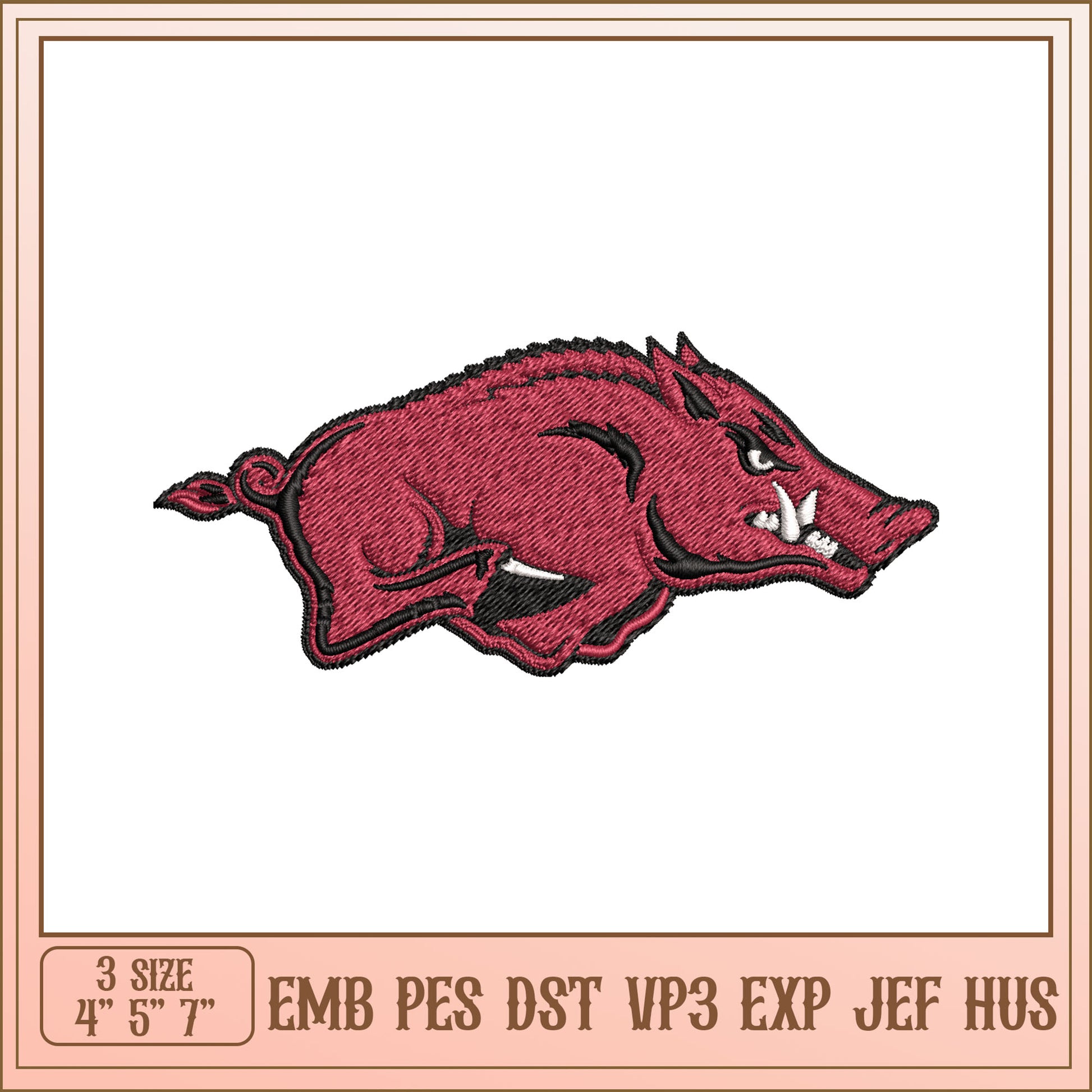 Arkansas Razorback Embroidery Design