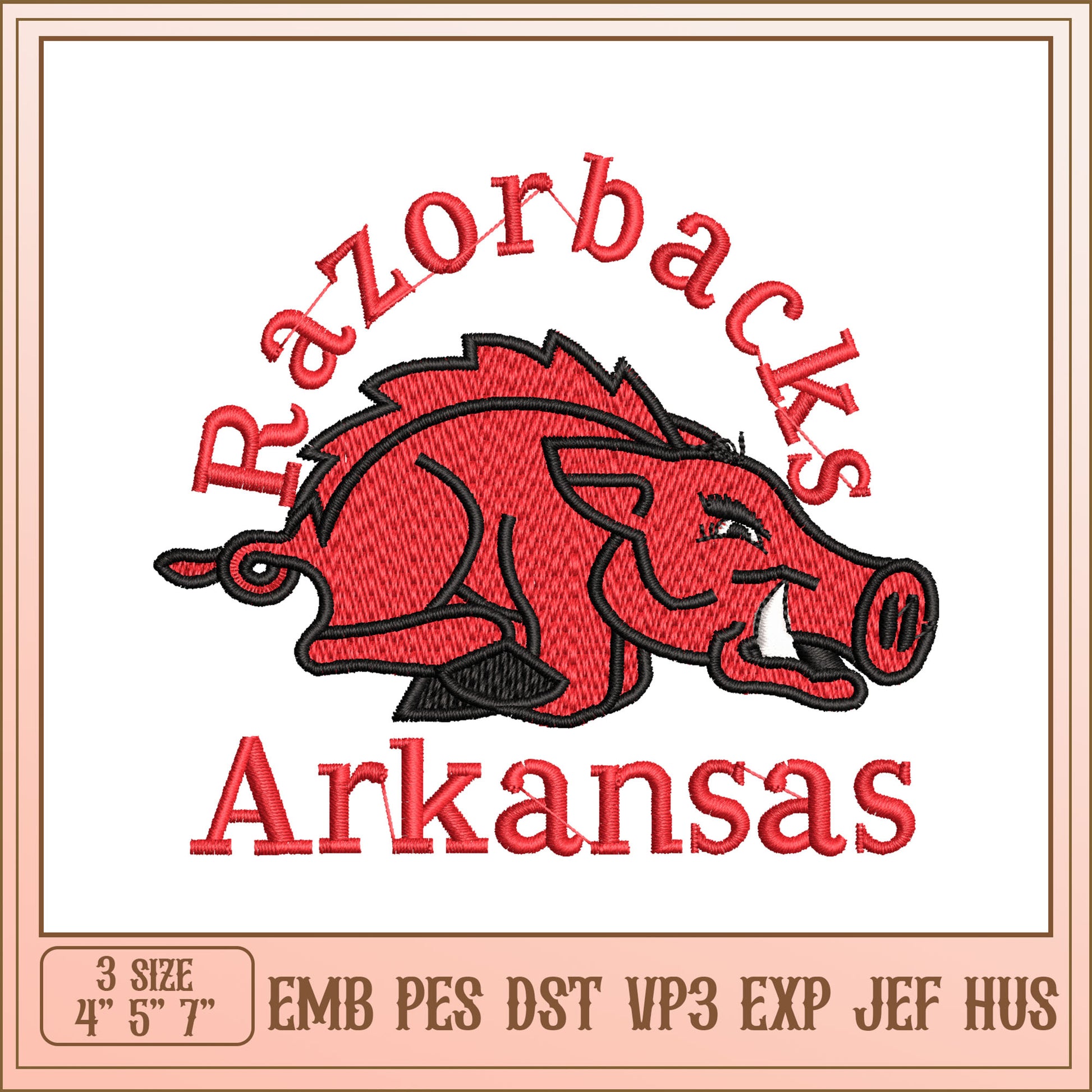 Arkansas Razorbacks Embroidery Design