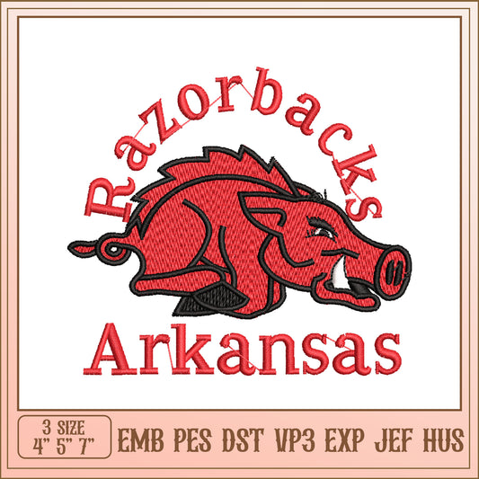 Arkansas Razorbacks Embroidery Design