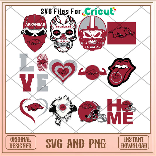 Arkansas Razorbacks skull svg, Arkansas Razorbacks svg bundle, NCAA svg