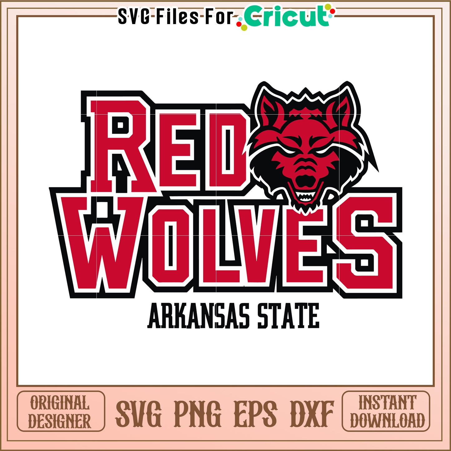 Arkansas State Red Wolves logo design, perfect for Cricut crafting projects