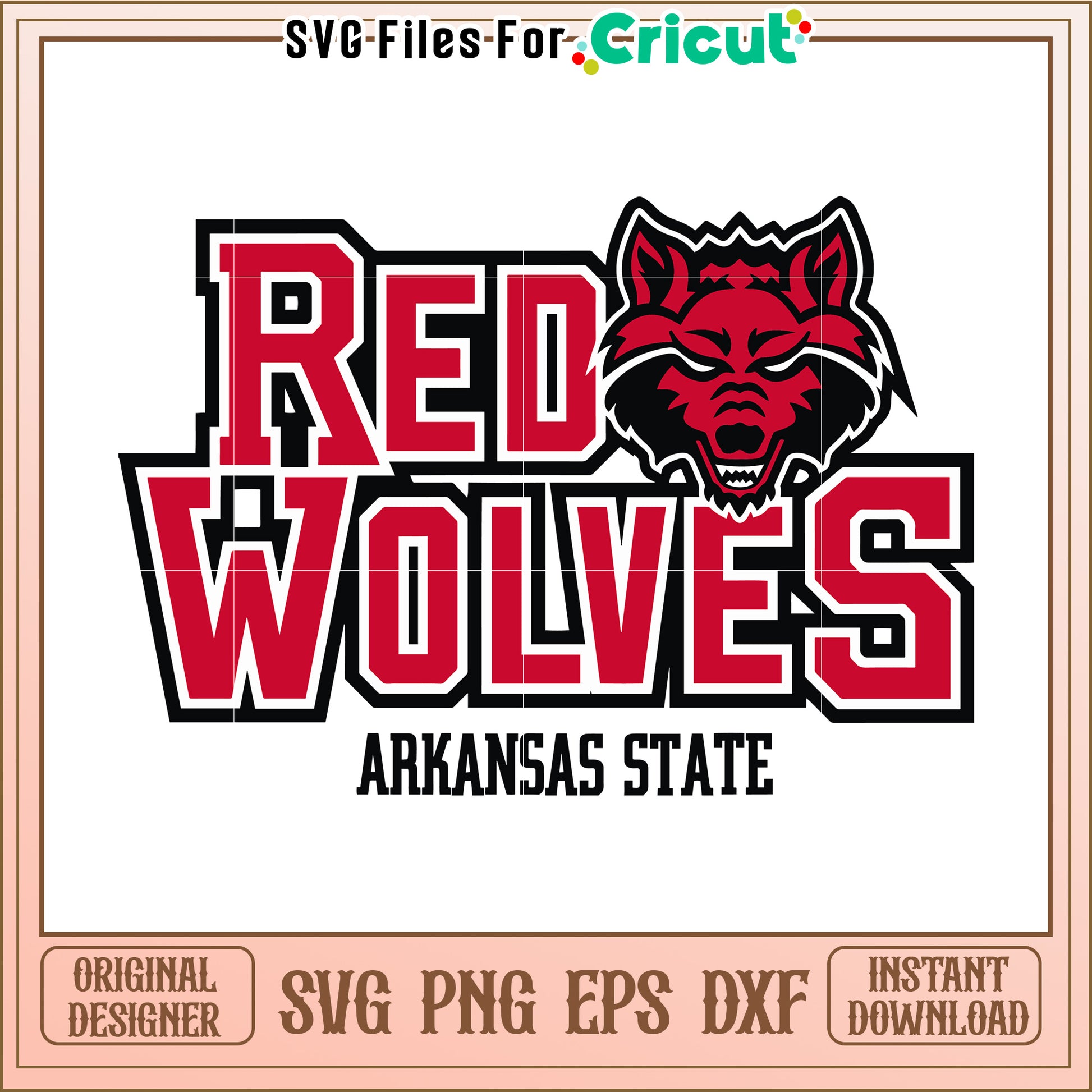 Arkansas State Red Wolves logo design, perfect for Cricut crafting projects