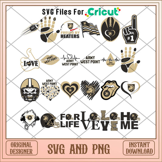 Army Black Knights love svg, Army Black Knights svg bundle, NCAA svg