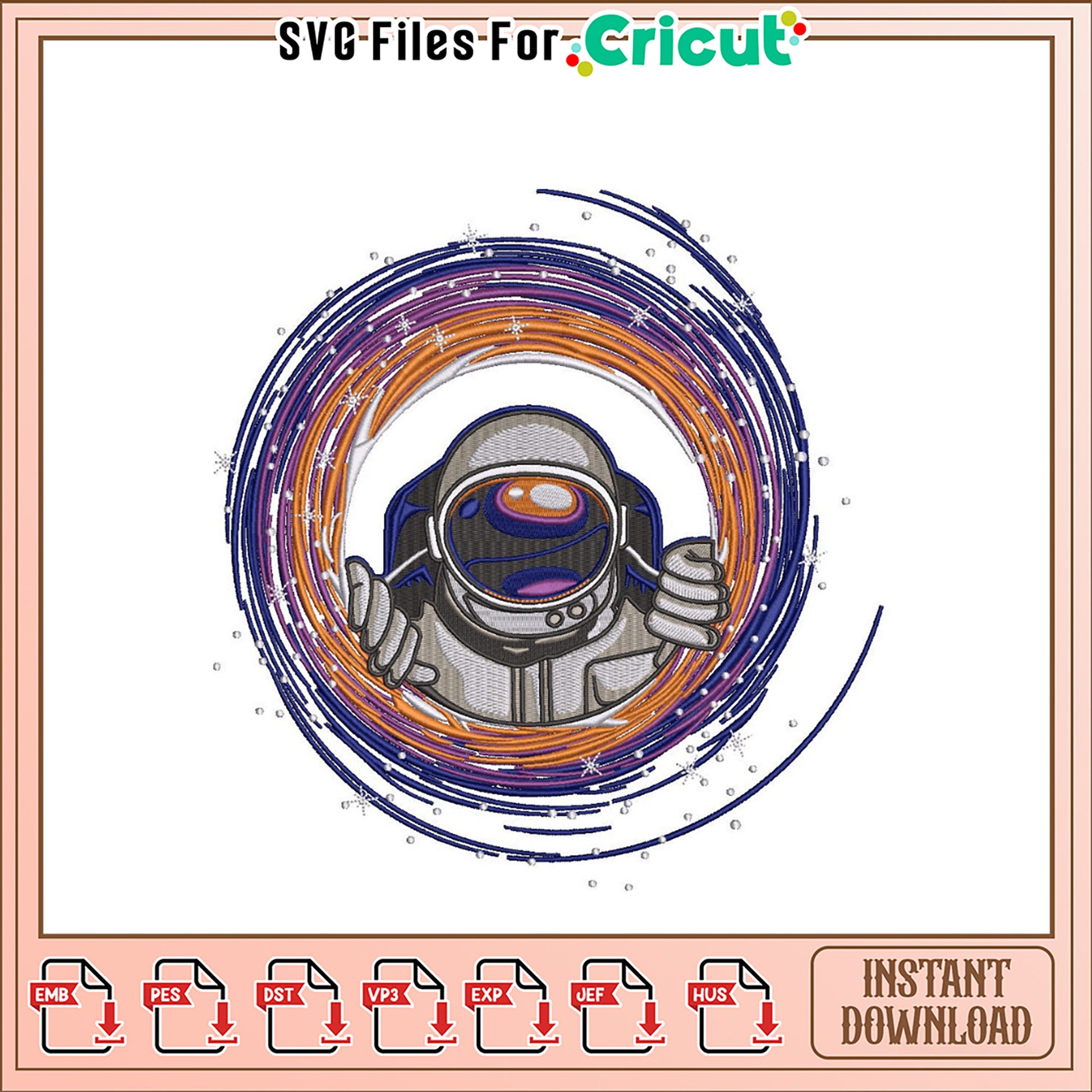Astronaut Galaxy Embroidery Design Instant Download