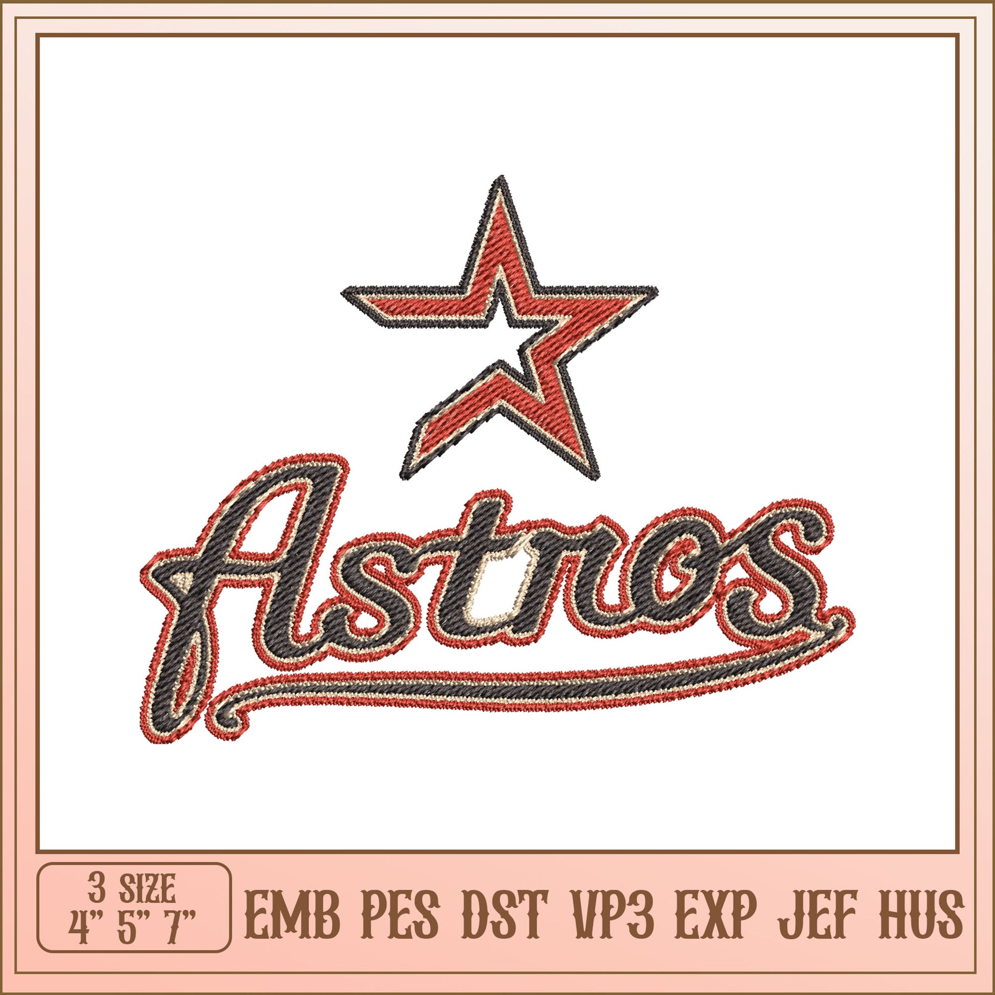 Astros Embroidery Design - 3 Sizes