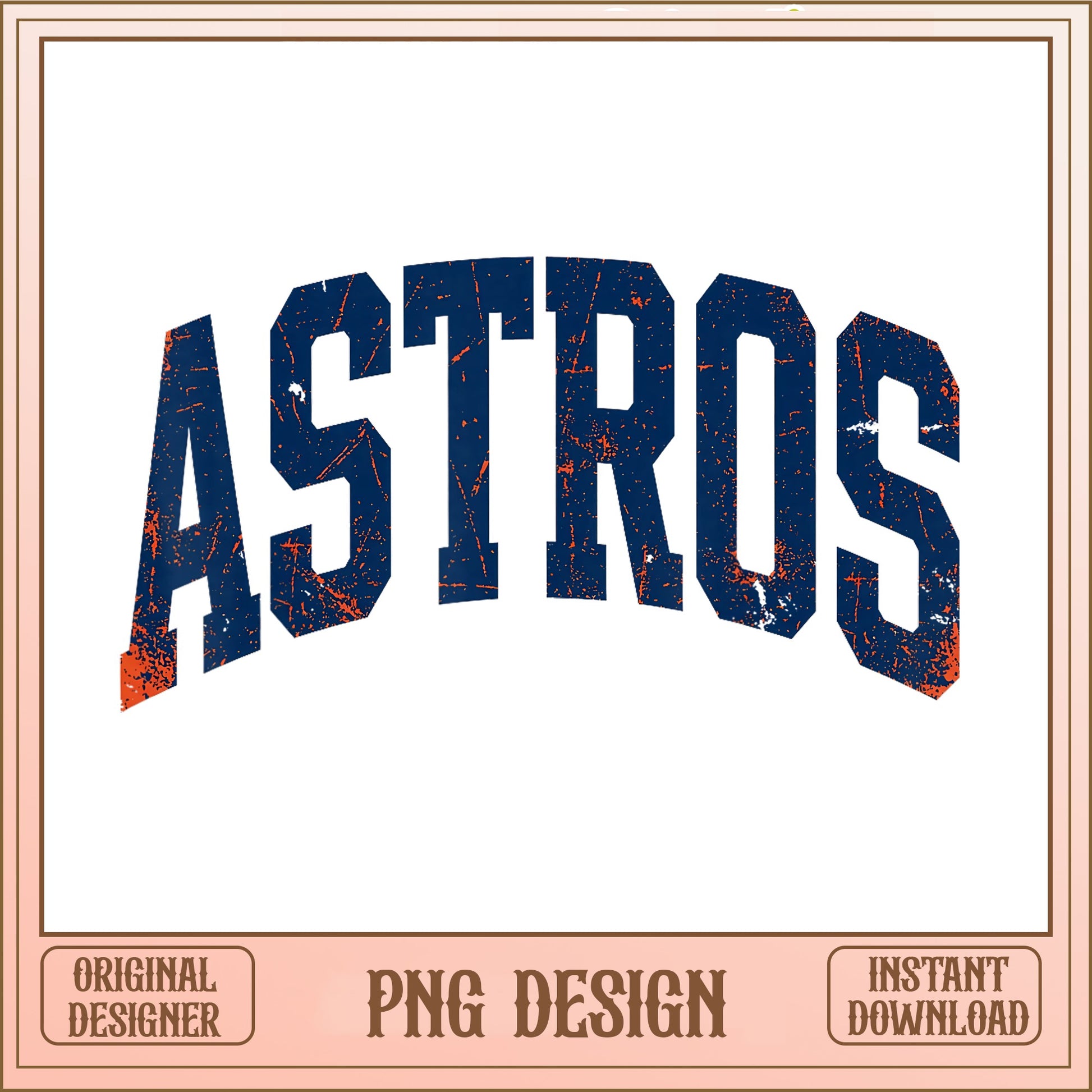 Astros Distressed Arched PNG, Houston Baseball PNG, Vintage Sports PNG