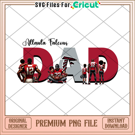 Atlanta Falcons Dad Design for Father's Day Gift, Premium PNG File