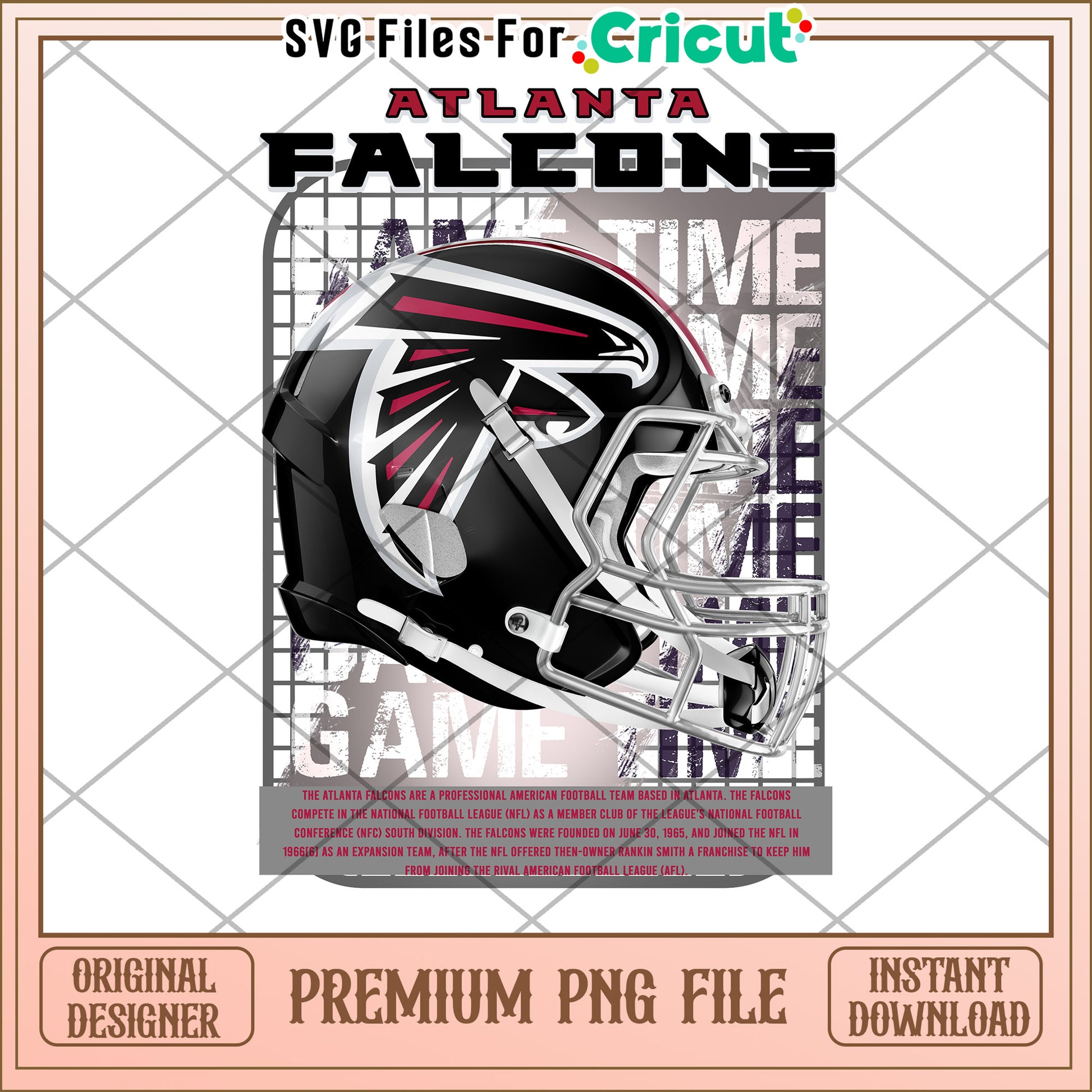 Atlanta Falcons Football Helmet Design, Premium PNG for Cricut