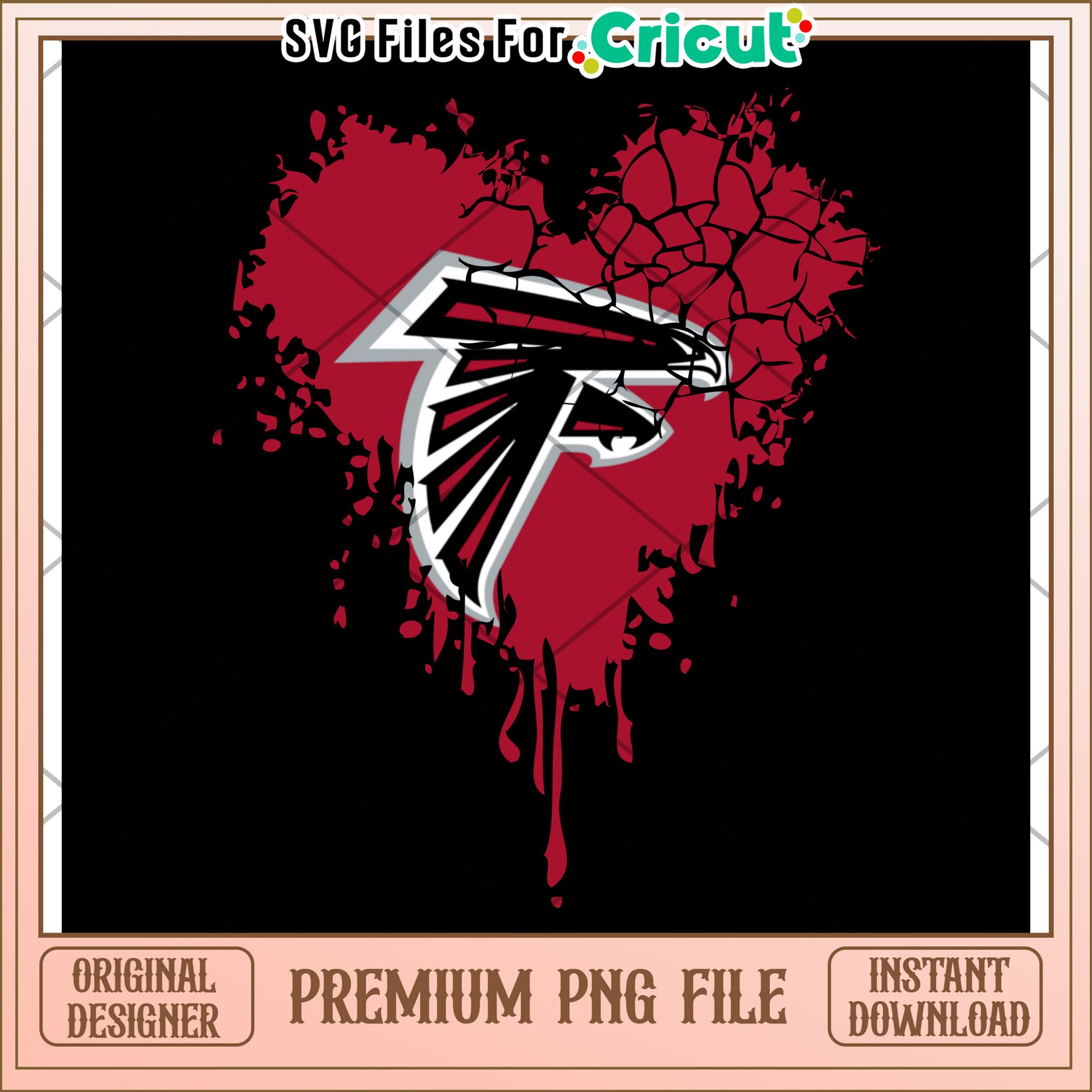 Atlanta Falcons Heart Design, perfect for Cricut projects and crafts