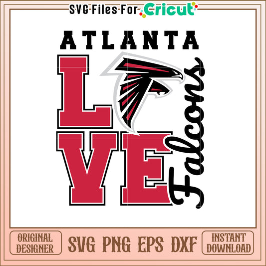 Atlanta Falcons Love SVG Design