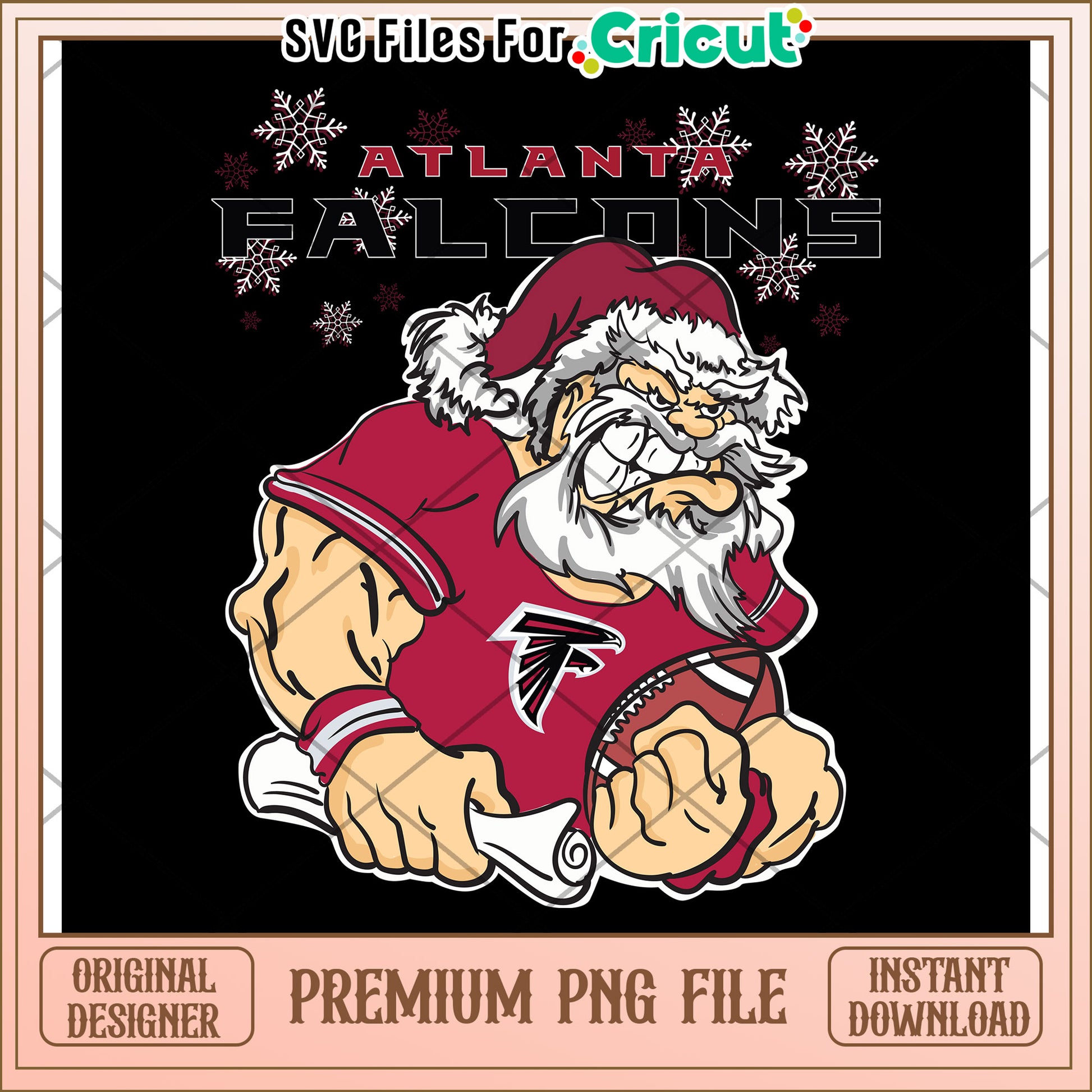 Atlanta Falcons PNG design featuring Santa Claus, perfect for fans