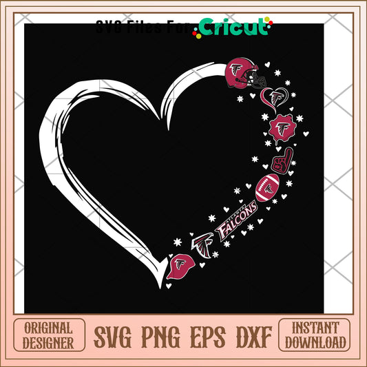Atlanta Falcons heart shape svg, Atlanta Falcons svg, new nfl svg