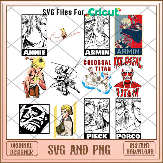 Attack On Titan characters svg bundle, Anime bundle - Svgfileforcricut