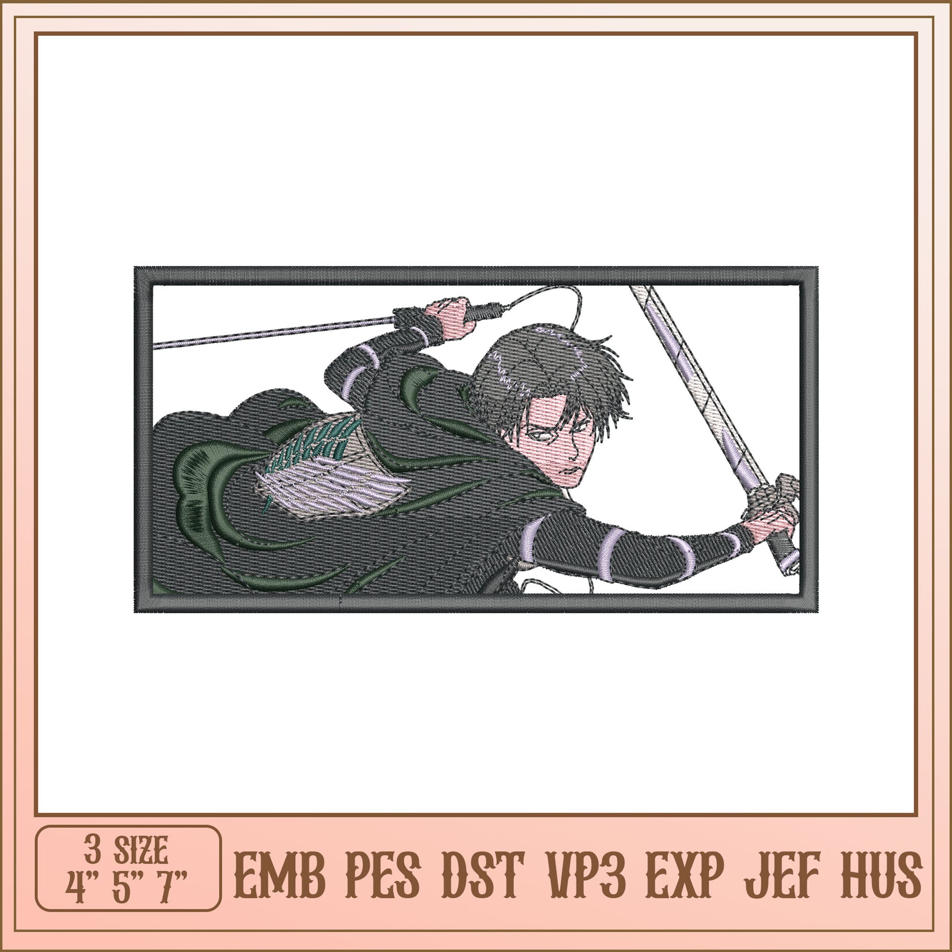 Attack on Titan Embroidery Design - 3 Sizes