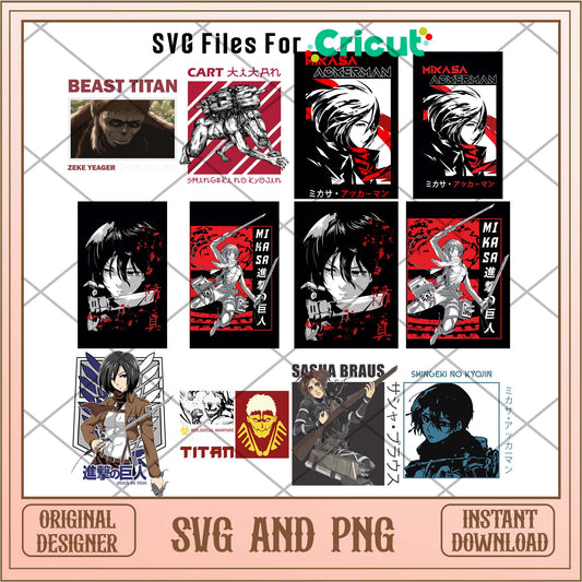 Anime Attack on titan Mikasa svg bundle