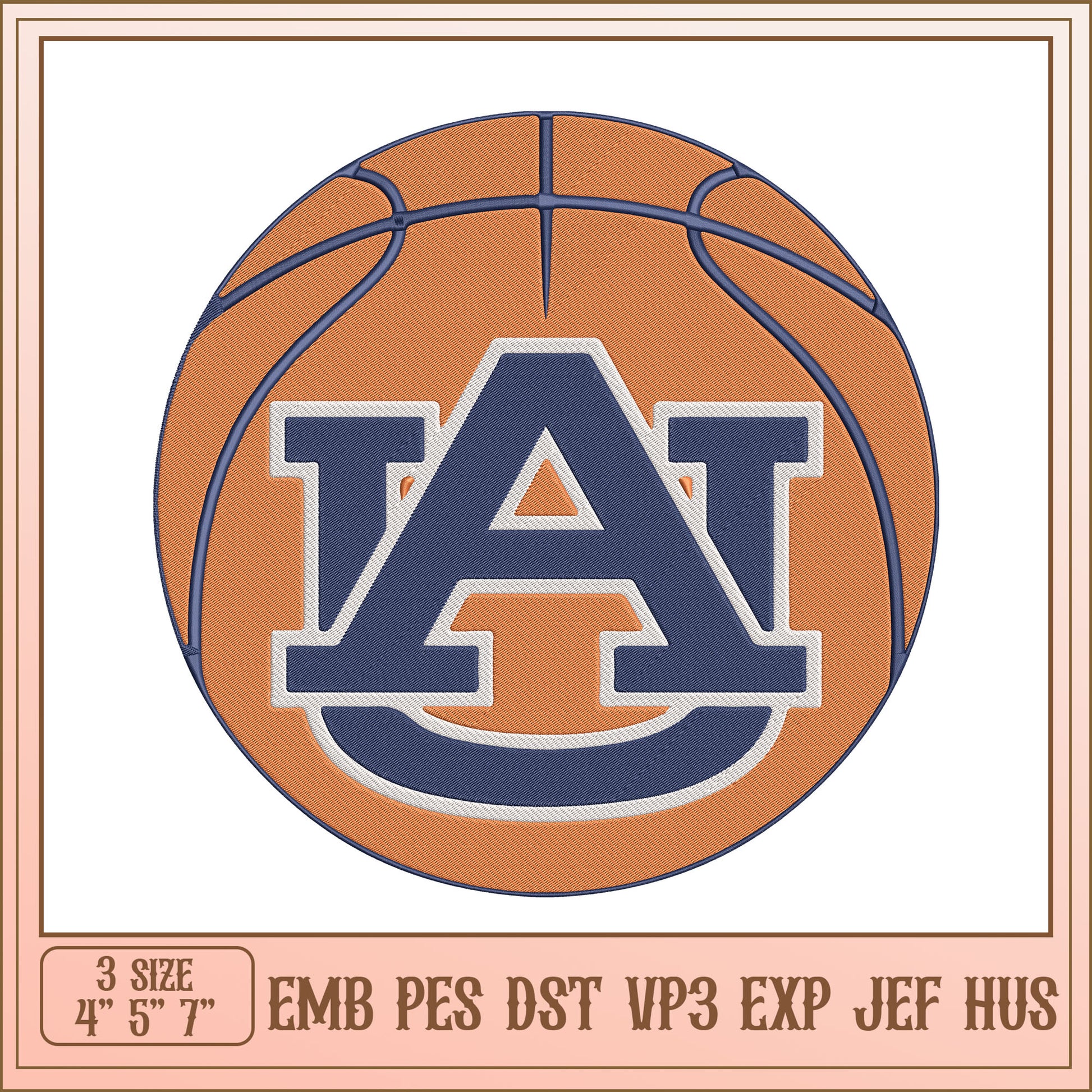 Auburn Tigers Basketball Embroidery Design