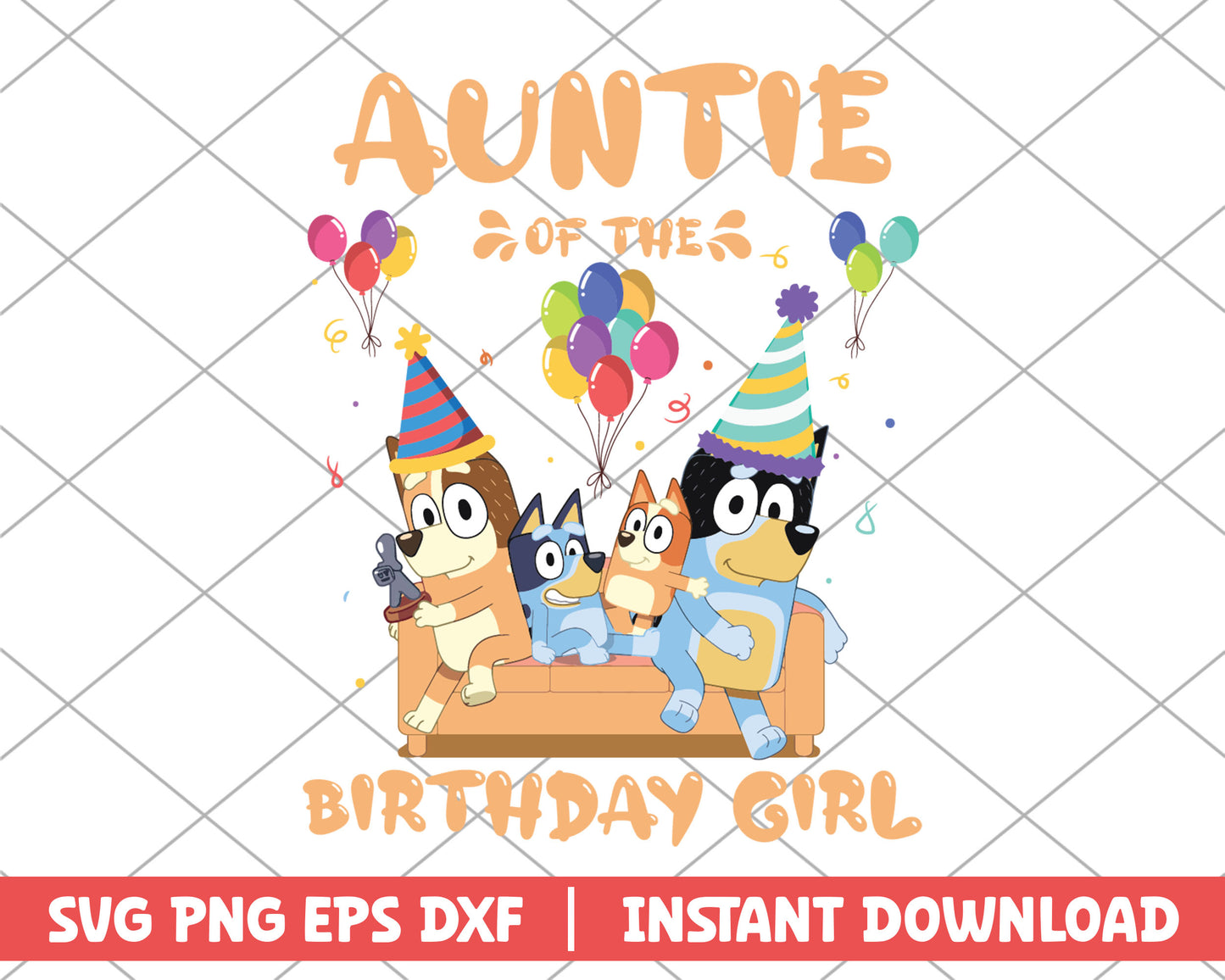 Auntie of the birthday girl cartoon svg 