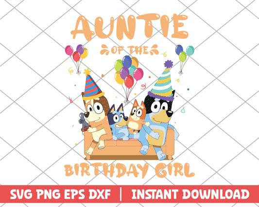 Auntie of the birthday girl cartoon svg 