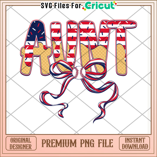 Aunt letter bowtie design png, independence day png, america freedom​  png