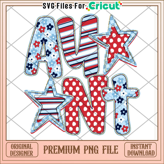 Aunt logo letter bowtie design png, independence day png, america freedom​  png