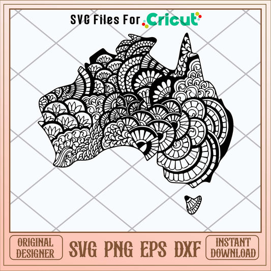Australia Map Mandala Svg-Svgfilesforcricut