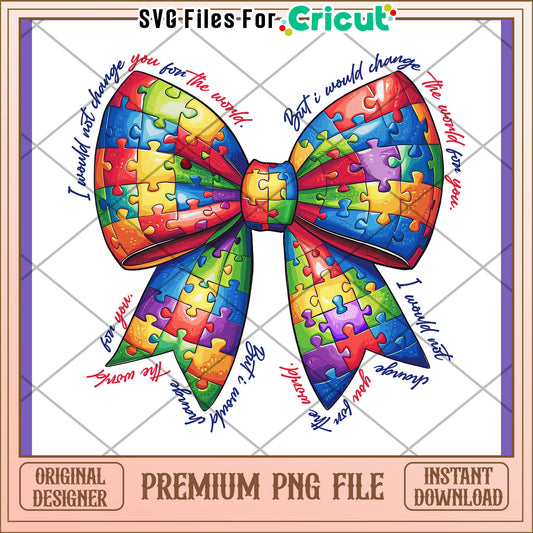 Autism Awareness Bow PNG Design