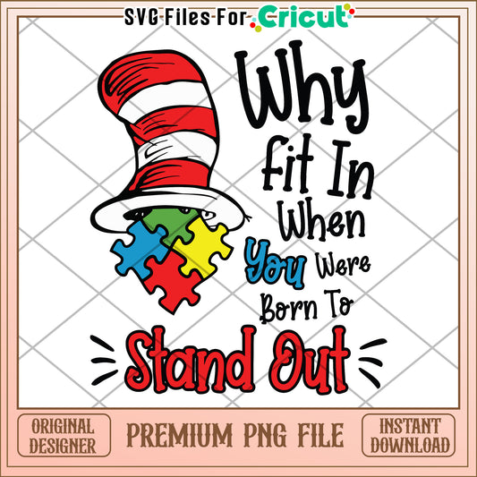 Autism Awareness Cat Hat PNG