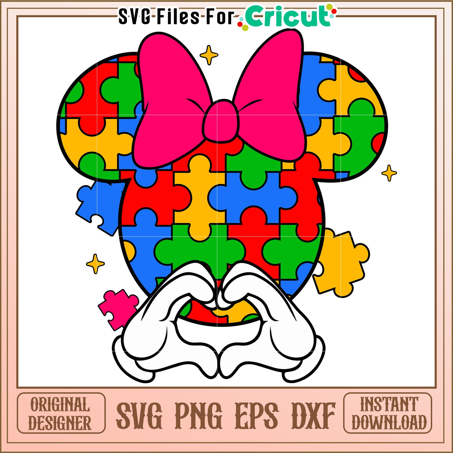 Autism Awareness Minnie Mouse SVG Design