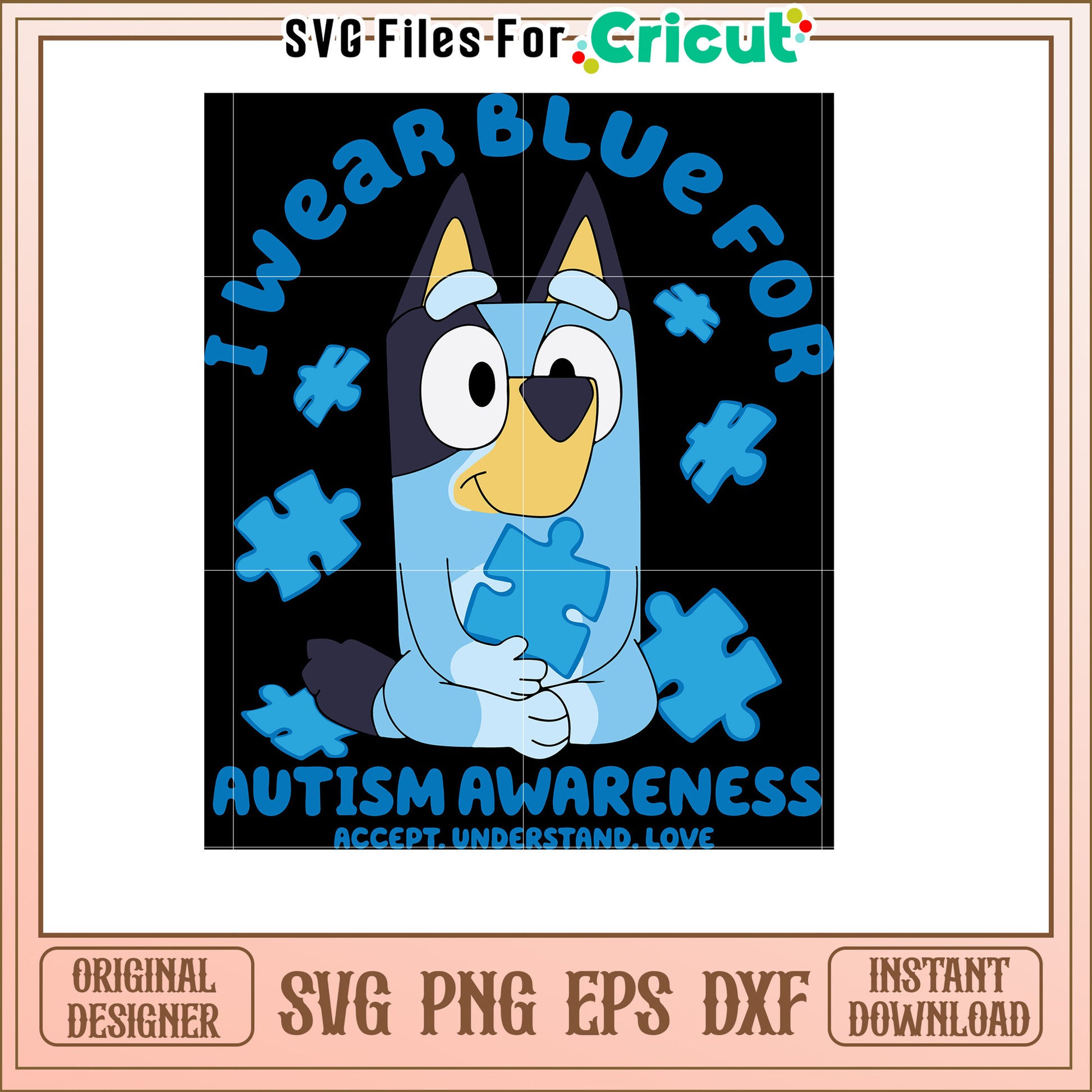 Autism Awareness SVG Bluey Dog