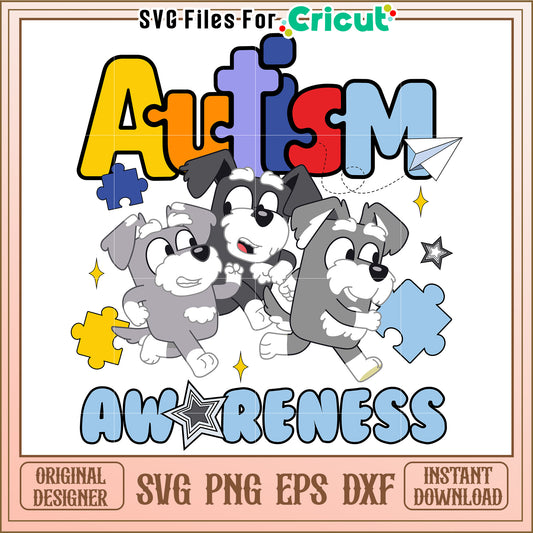 Autism Awareness SVG Design Dogs