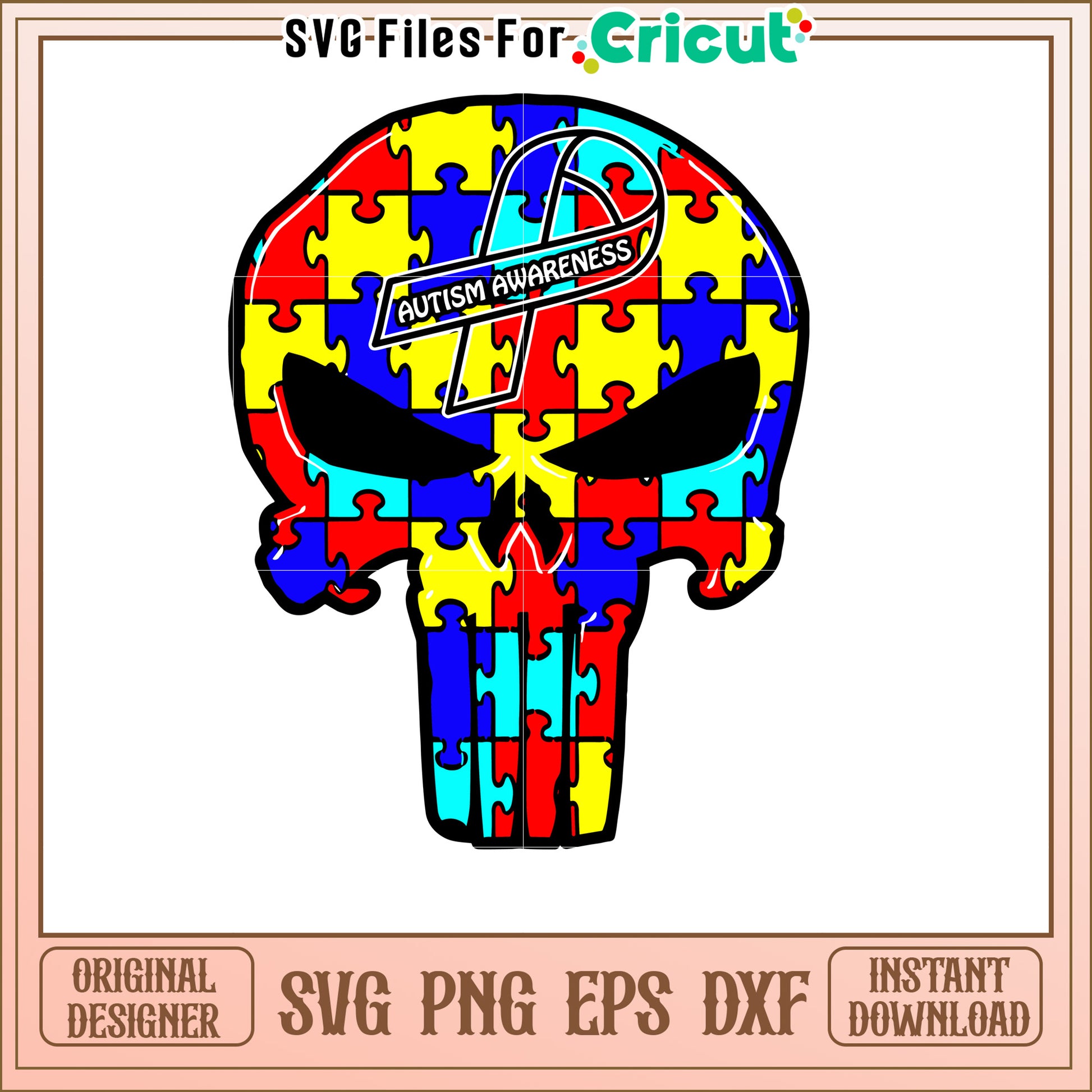 Autism Awareness Skull SVG