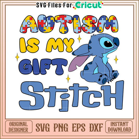 Autism Gift Stitch SVG PNG EPS DXF