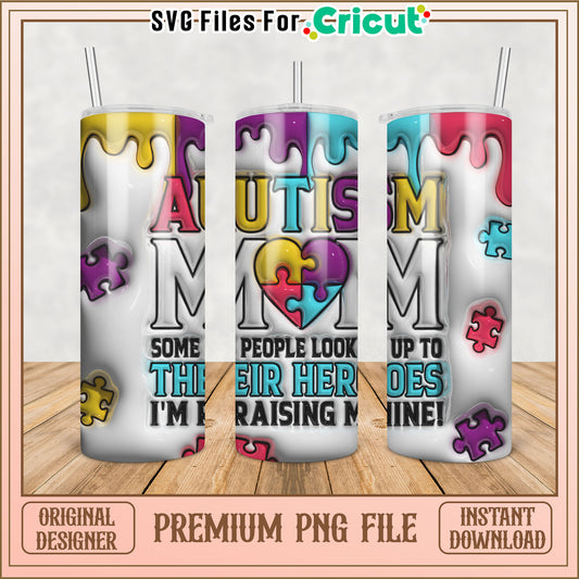 Autism Mom Tumbler Design PNG File for Cricut Crafting Projects