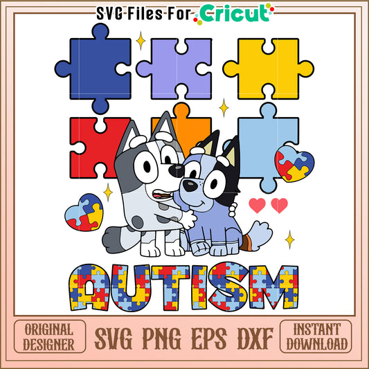 Autism Puzzle Dogs SVG Design