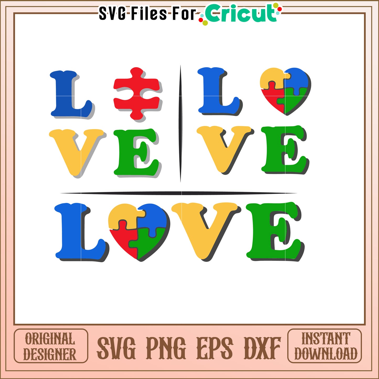 Autism Puzzle Heart Love SVG