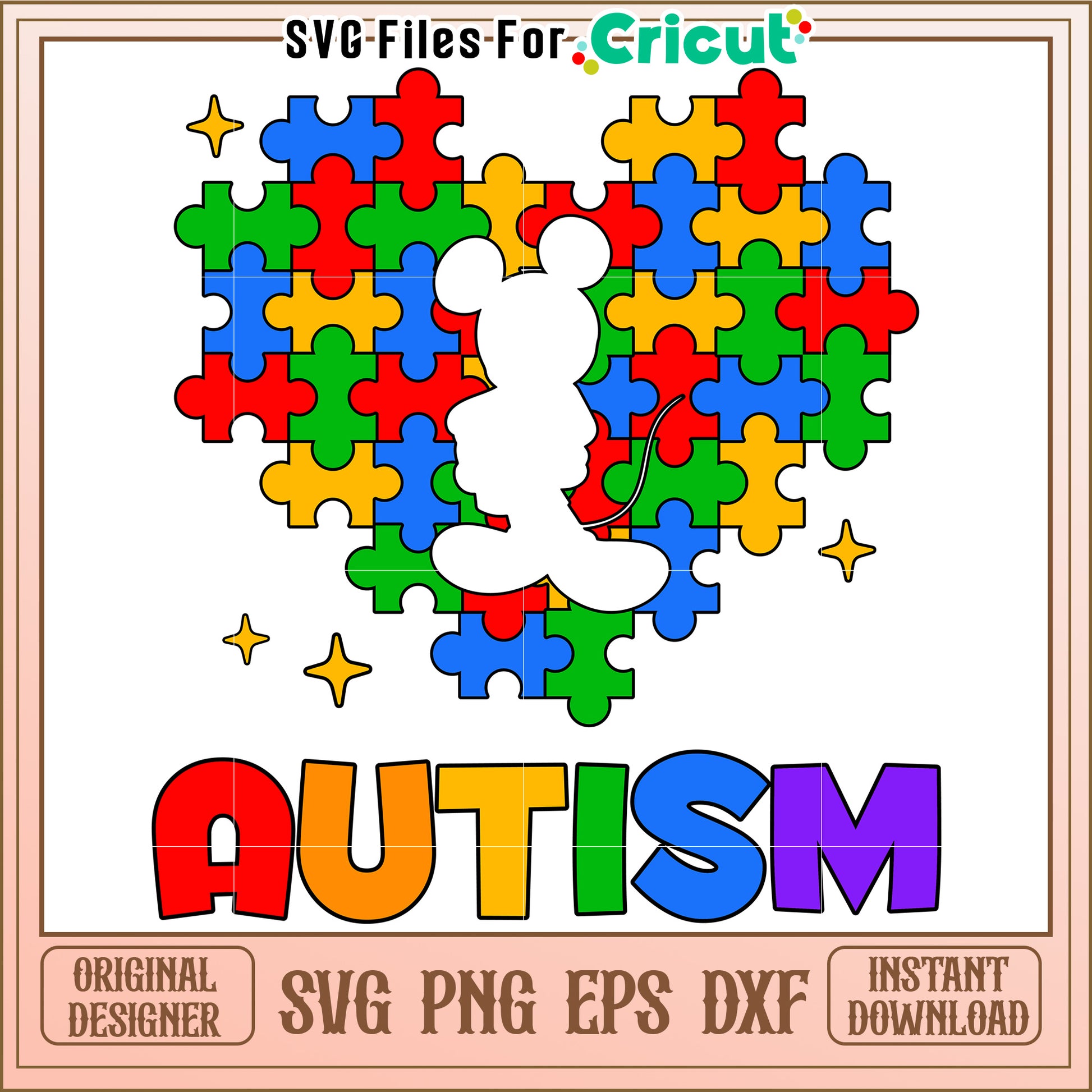 Autism Puzzle Heart SVG Design