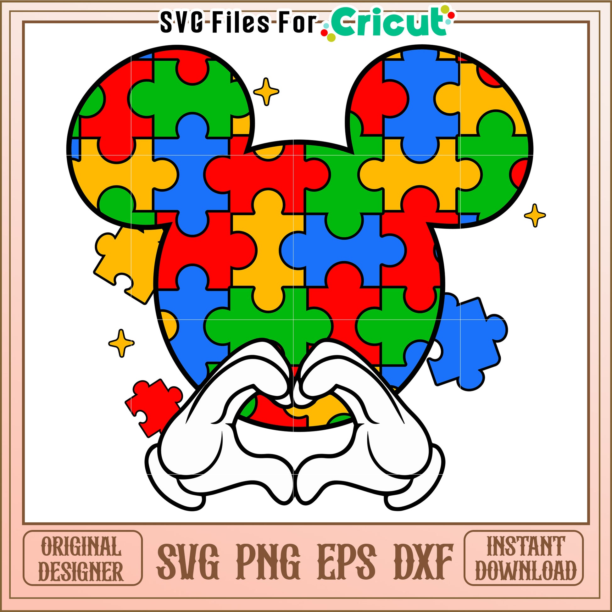Autism Puzzle Mickey Mouse SVG Design