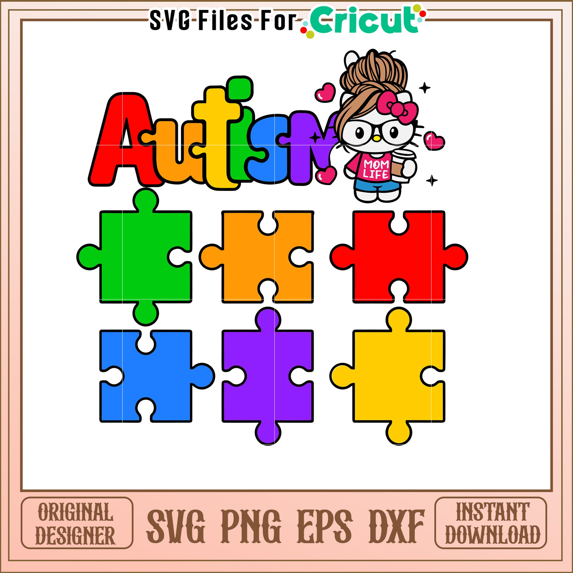 Autism Puzzle SVG Mom Life