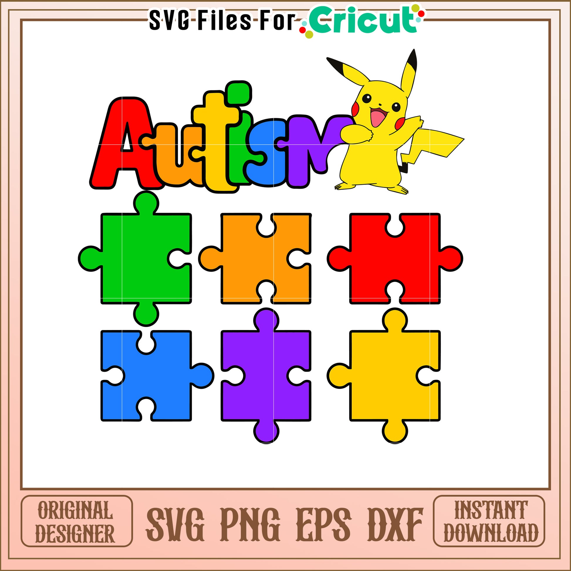 Autism Puzzle SVG Pikachu