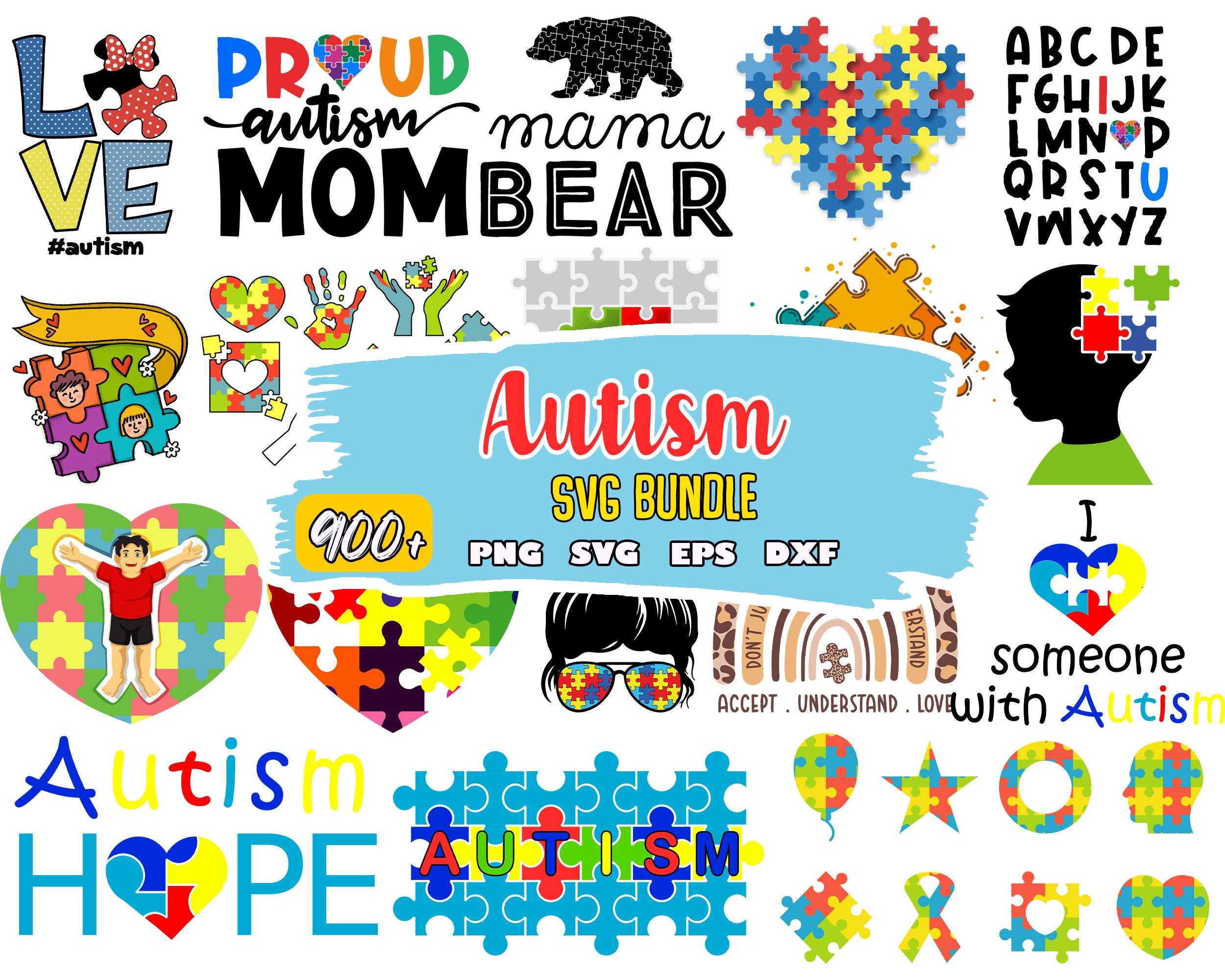 Love autism logo bundle design svg, hope autism svg, autism day svg ...