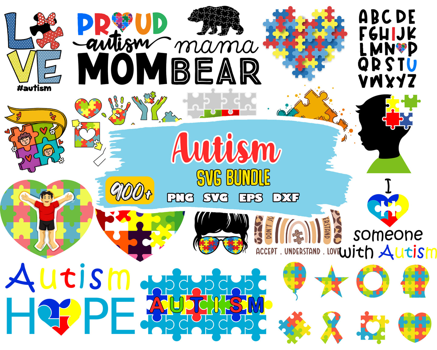 Love autism logo bundle design svg, hope autism​ svg, autism day​ svg