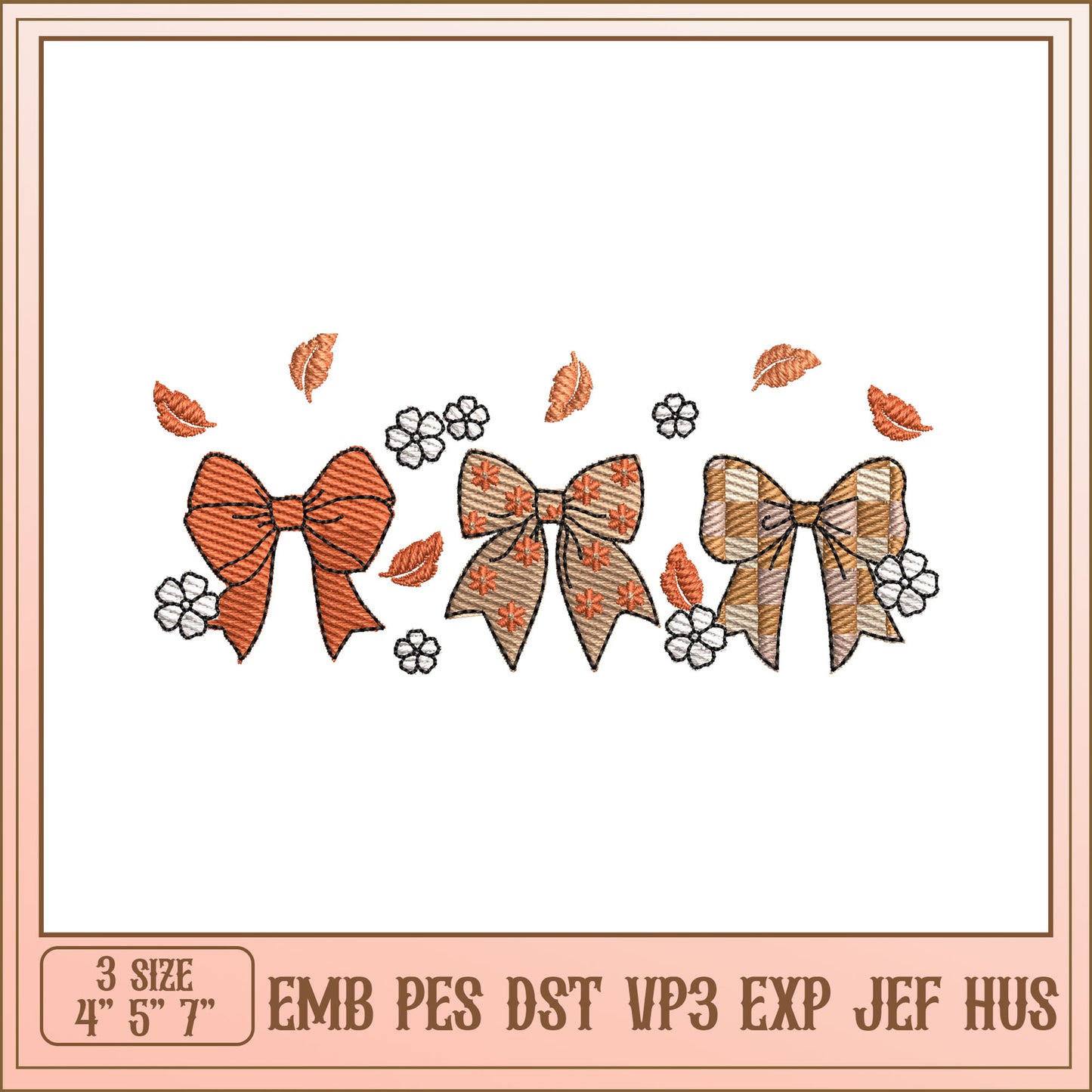 Autumn Bow Embroidery Design