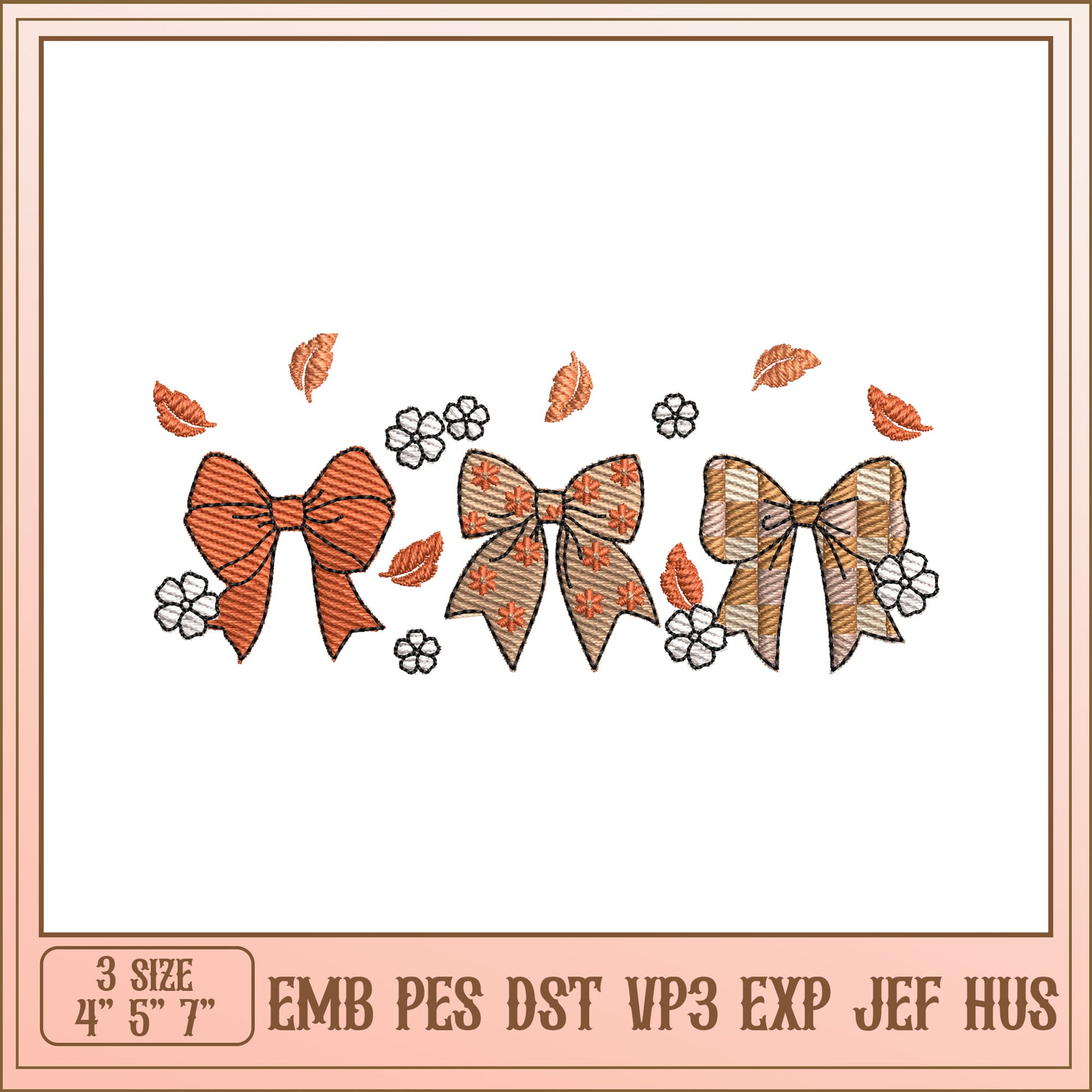 Autumn Bow Embroidery Design